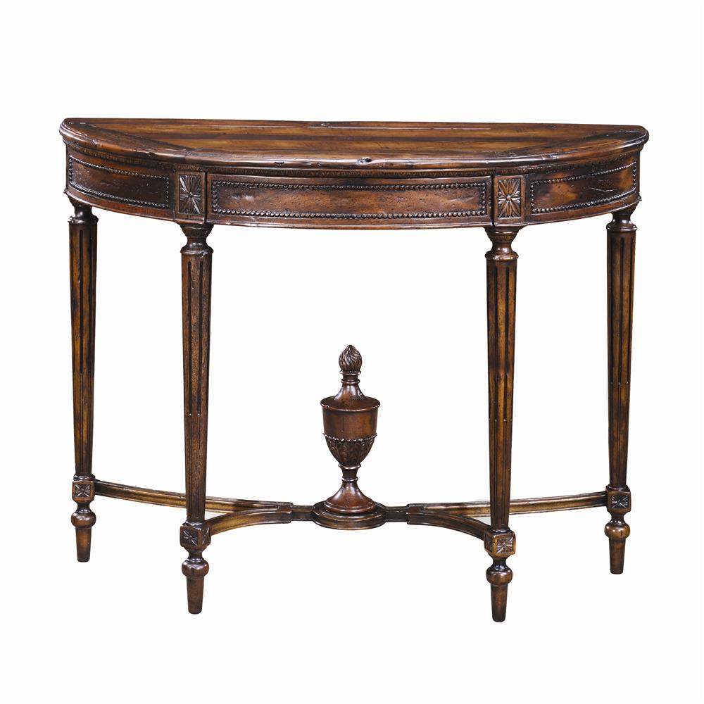 Theodore Alexander Tables CB53006 Traditional Antiqued Wood Bowfront